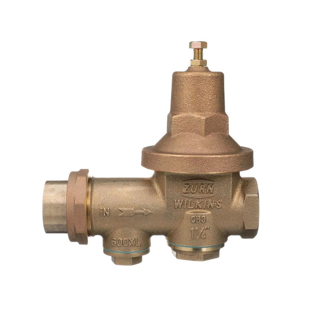 Wilkins 1-1/4 in. 600XL Pressure Reducing Valve with spring range from 10 PSI to 125 PSI, factory set at 50 PSI