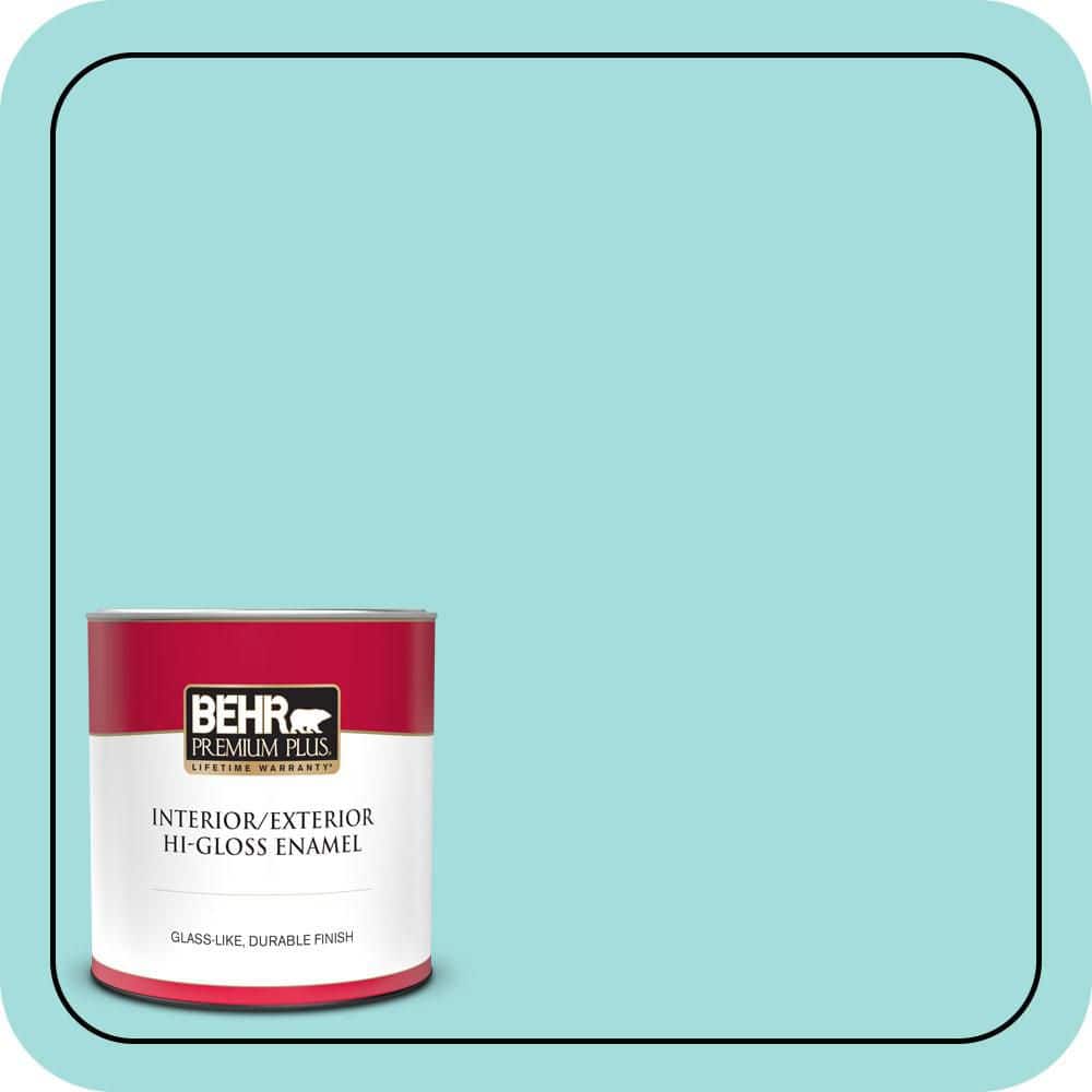 BEHR PREMIUM PLUS 1 qt. #500A-3 Aqua Spray Hi-Gloss Enamel Interior/Exterior Paint & Primer