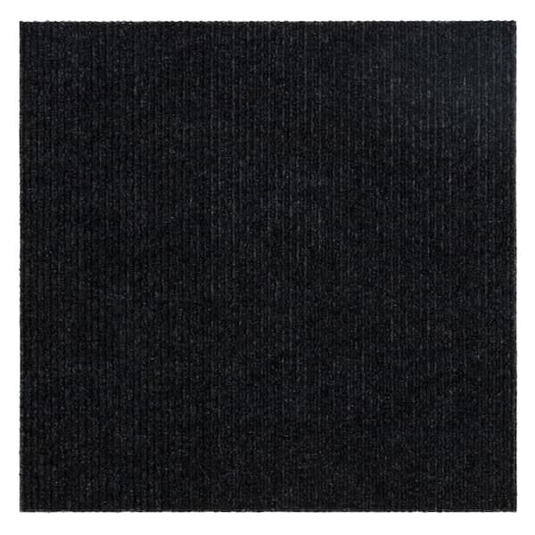 TrafficMaster Canyon - Coal - Black Commercial/Residential 18 x 18 in. Peel and Stick Carpet Tile Square (22.5 sq. ft.)