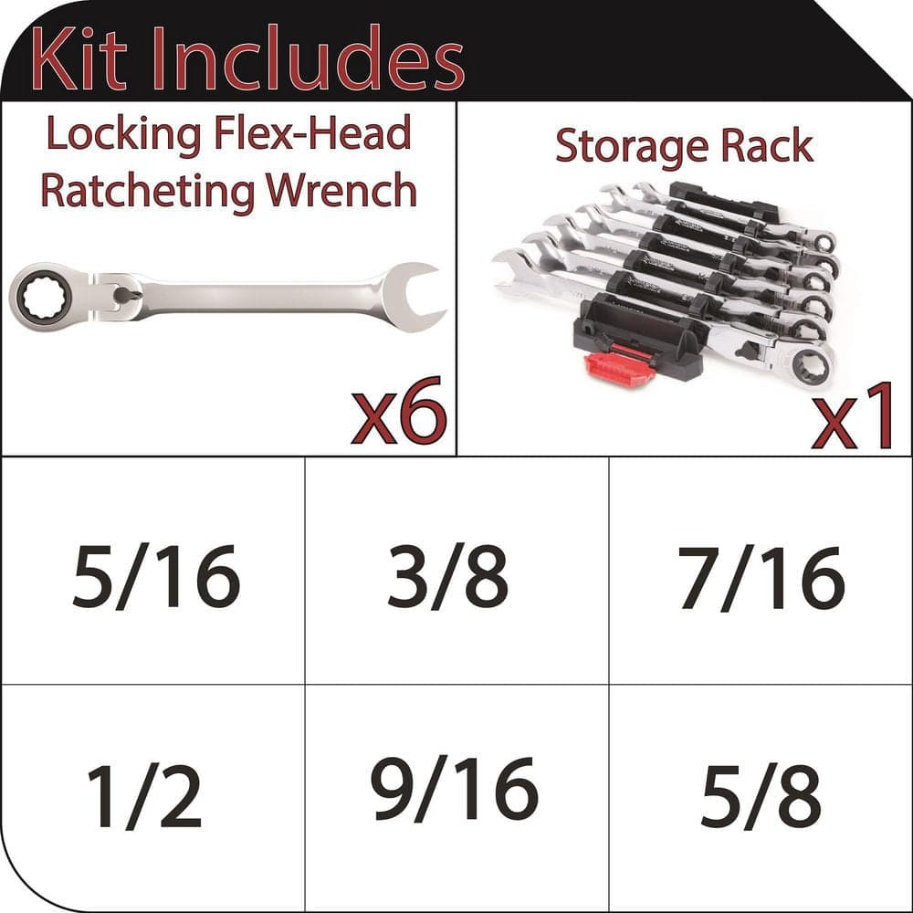 Husky 100-Position Chrome Flex Lock Ratcheting SAE Combination Wrench Set (6-Piece) (2)