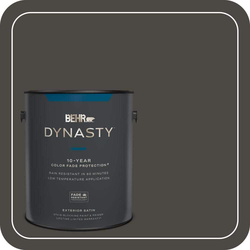 BEHR DYNASTY 1 gal. #PPU24-01 Black Mocha Satin Enamel Exterior Stain-Blocking Paint & Primer