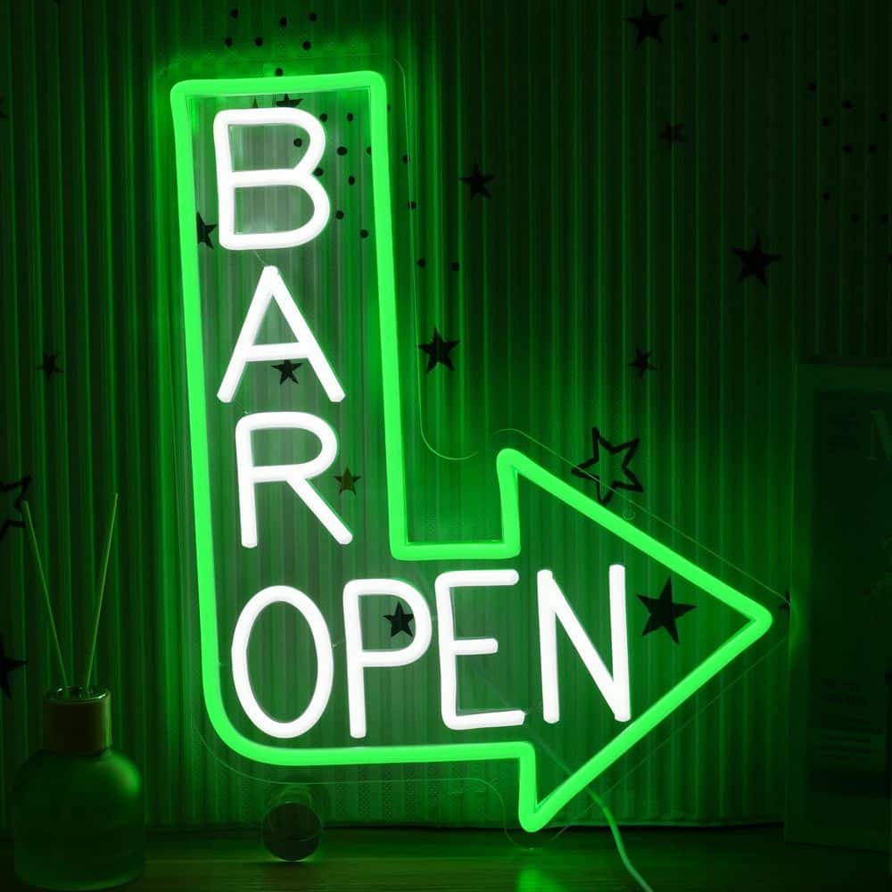 Afoxsos Dimmable Open Neon Sign USB Powered Green White LED Arrow Light Wall Decor for Bar Man Cave Pub Restaurant (3)