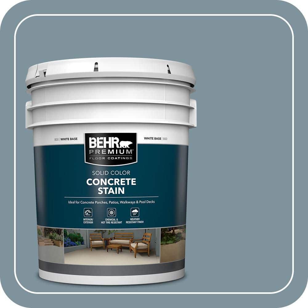 BEHR PREMIUM 5 gal. #PFC-54 Blue Tundra Solid Color Flat Interior/Exterior Concrete Stain