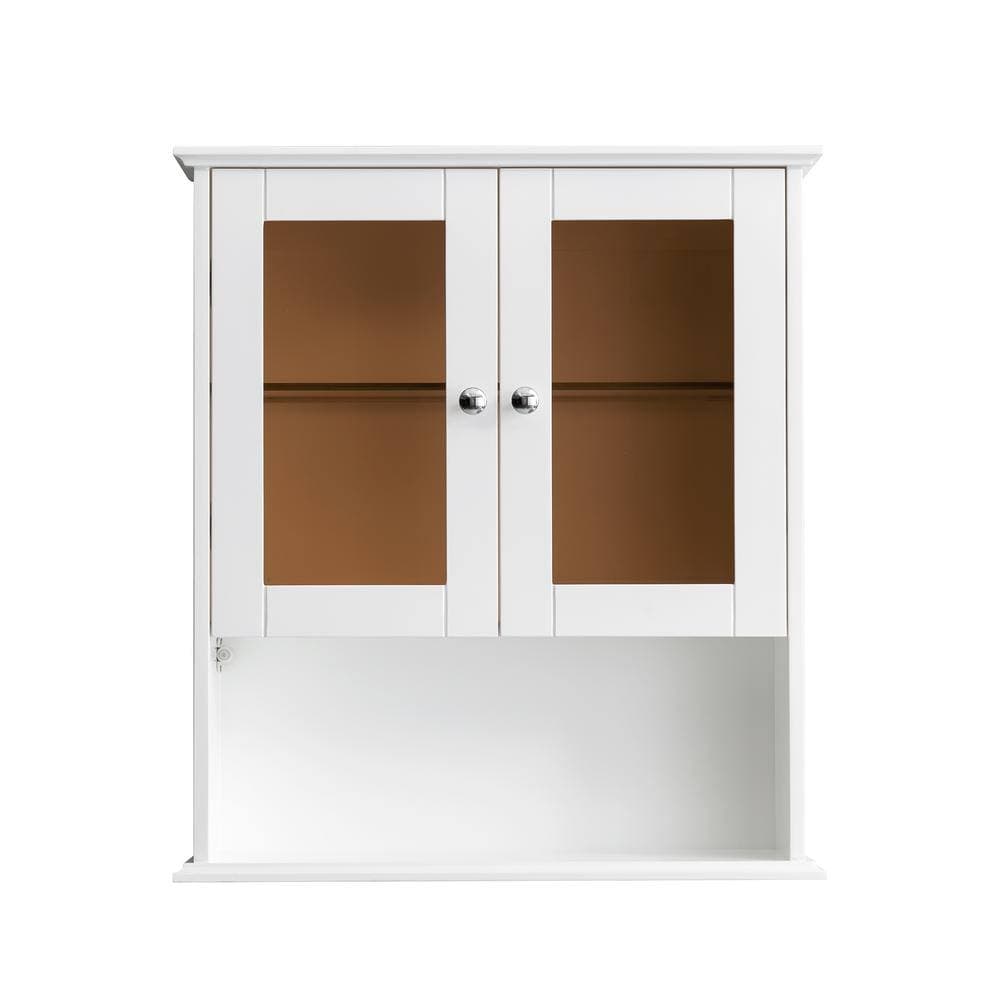 SJ STAR&JANE Mahit 26-in. W x 8-in. D x 30-in. H Bathroom Storage Wall Cabinet in White Assembled (2)
