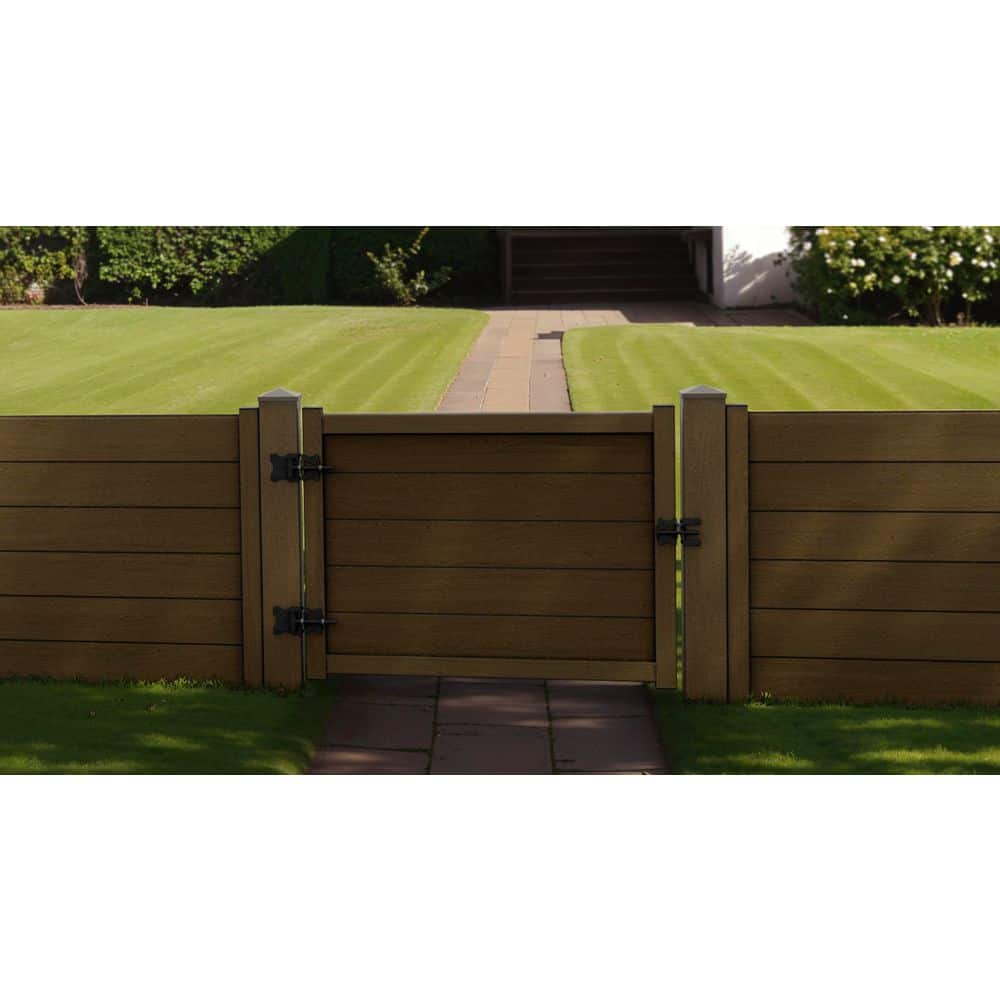Natures Composites Composite Modern Horizontal Privacy Perimeter Gate (3.5 ft. H x 4 ft. W) Rosewood (Brown) (2)