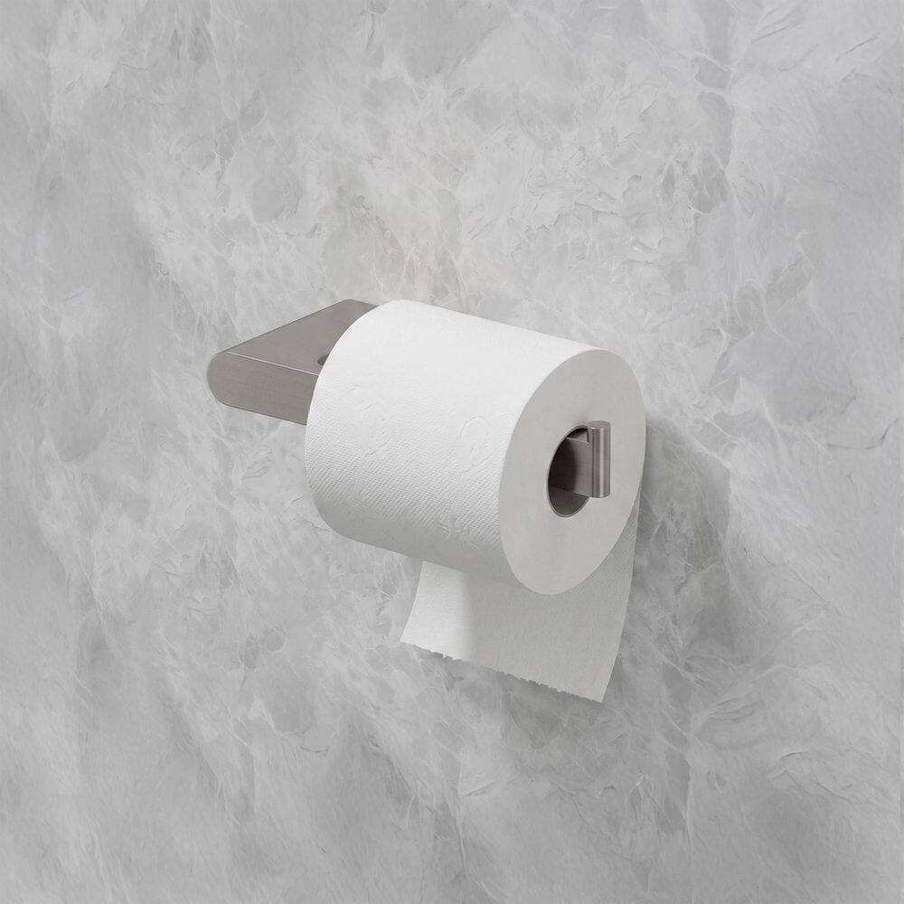GRANDJOY 1-Piece Toilet Paper Holder Wall Mount 1-Spray Dual Shower Head and Handheld Shower Head 2.5 GPM in Brushed Nickel (2)