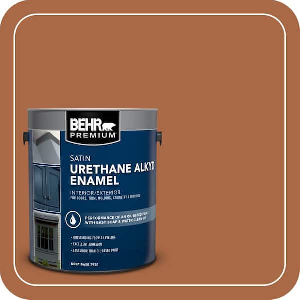 BEHR PREMIUM 1 gal. #PPU3-16 Maple Glaze Urethane Alkyd Satin Enamel Interior/Exterior Paint (2)