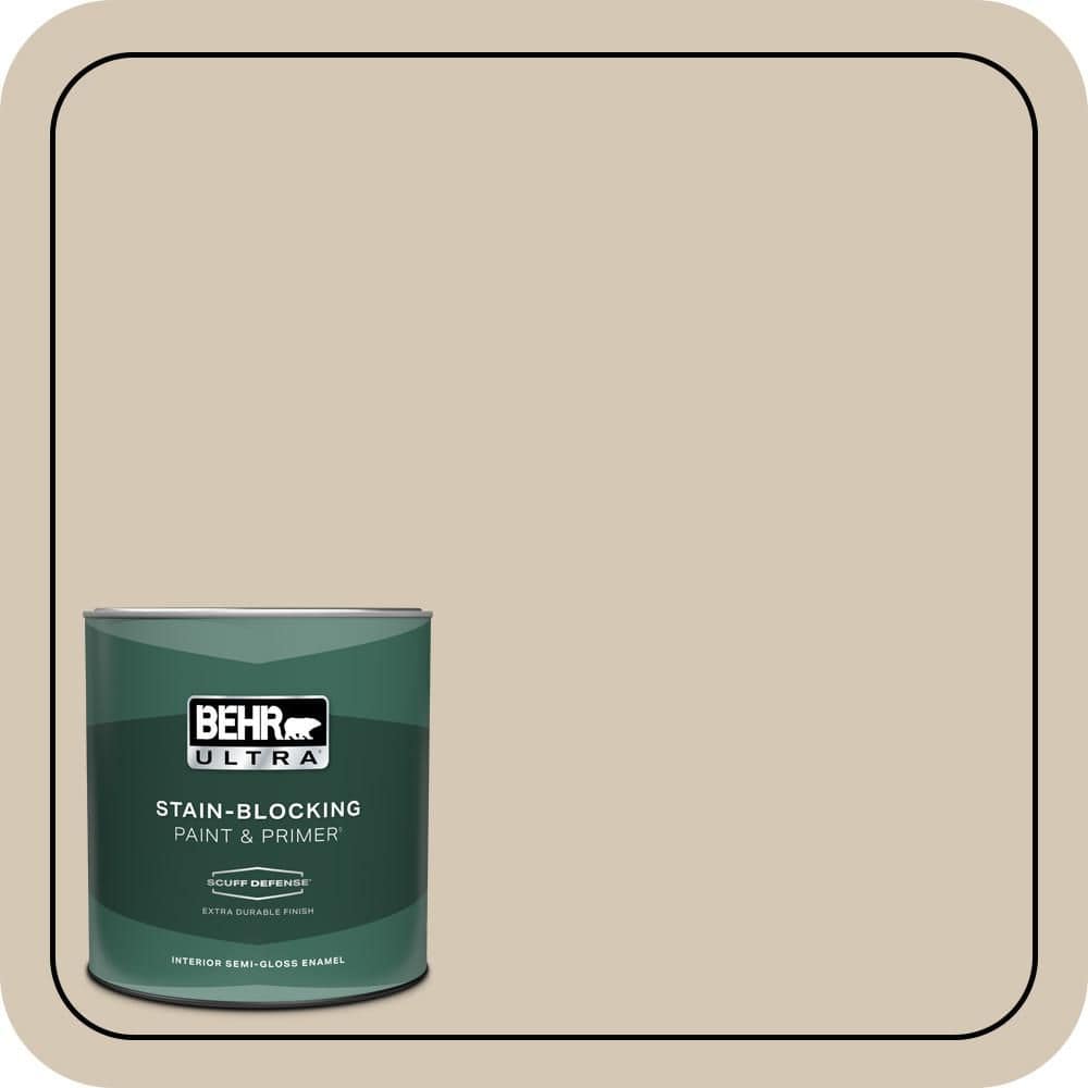 BEHR ULTRA 1 qt. #MQ3-10 French Beige Extra Durable Semi-Gloss Enamel Interior Paint & Primer