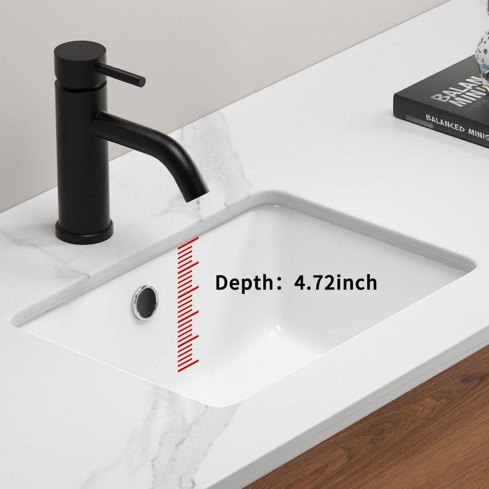 YSQCAR 15.55 in. Undermount Rectangular Bathroom Sink without Overflow Drain in White Ceramic (3)