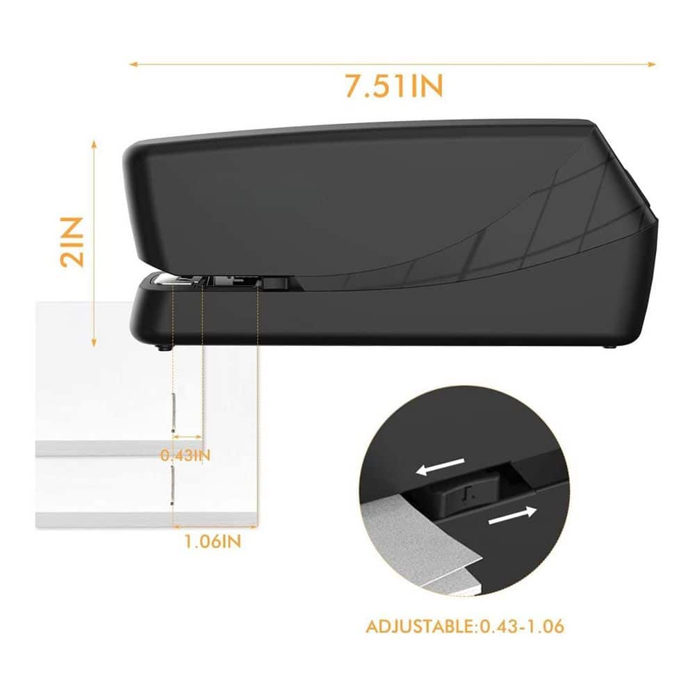 YICHUHAOXI Electric Heavy Duty Automatic Stapler Black Handle Desktop Office Tool Adjustable Binding 1-Piece (3)