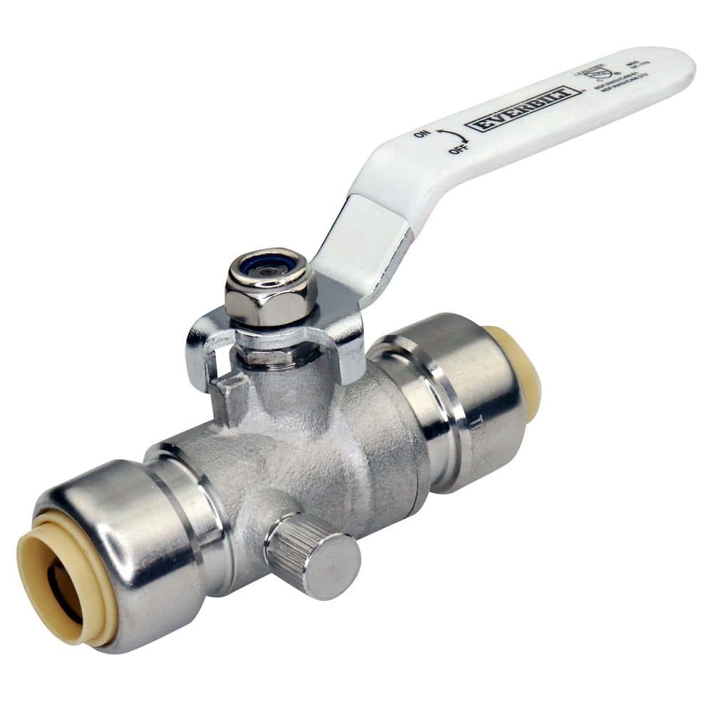 Everbilt 1/2 in. Push-To-Connect x 1/2 in. Push-To-Connect Stainless Steel Ball Valve with Drain (1)