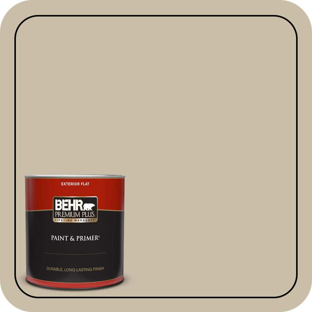 BEHR PREMIUM PLUS 1 qt. #PWL-91 Pale Bamboo Flat Exterior Paint & Primer