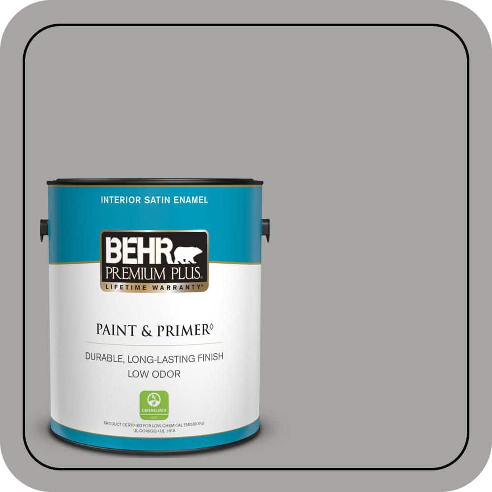 BEHR PREMIUM PLUS 1 gal. #PPU26-07 Smokey Wings Satin Enamel Low Odor Interior Paint & Primer