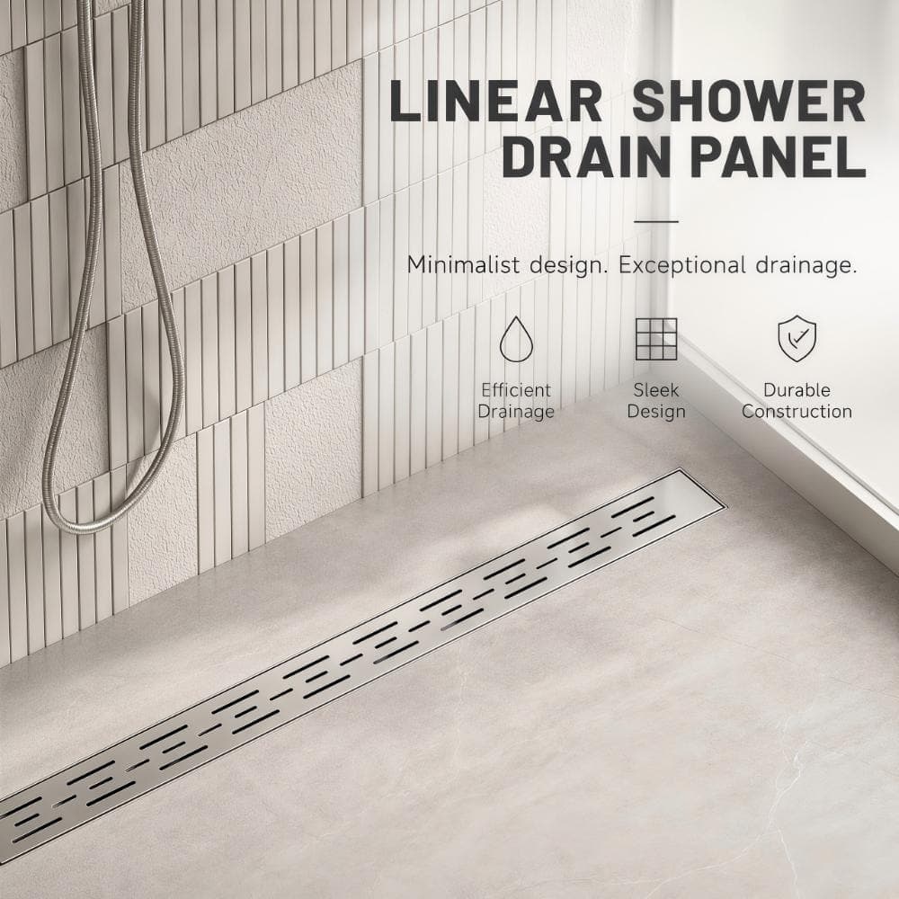 WIZ 36 in. Linear Shower Drain with Removable Grid Grate and Hair Strainer in Brushed Nickel (2)