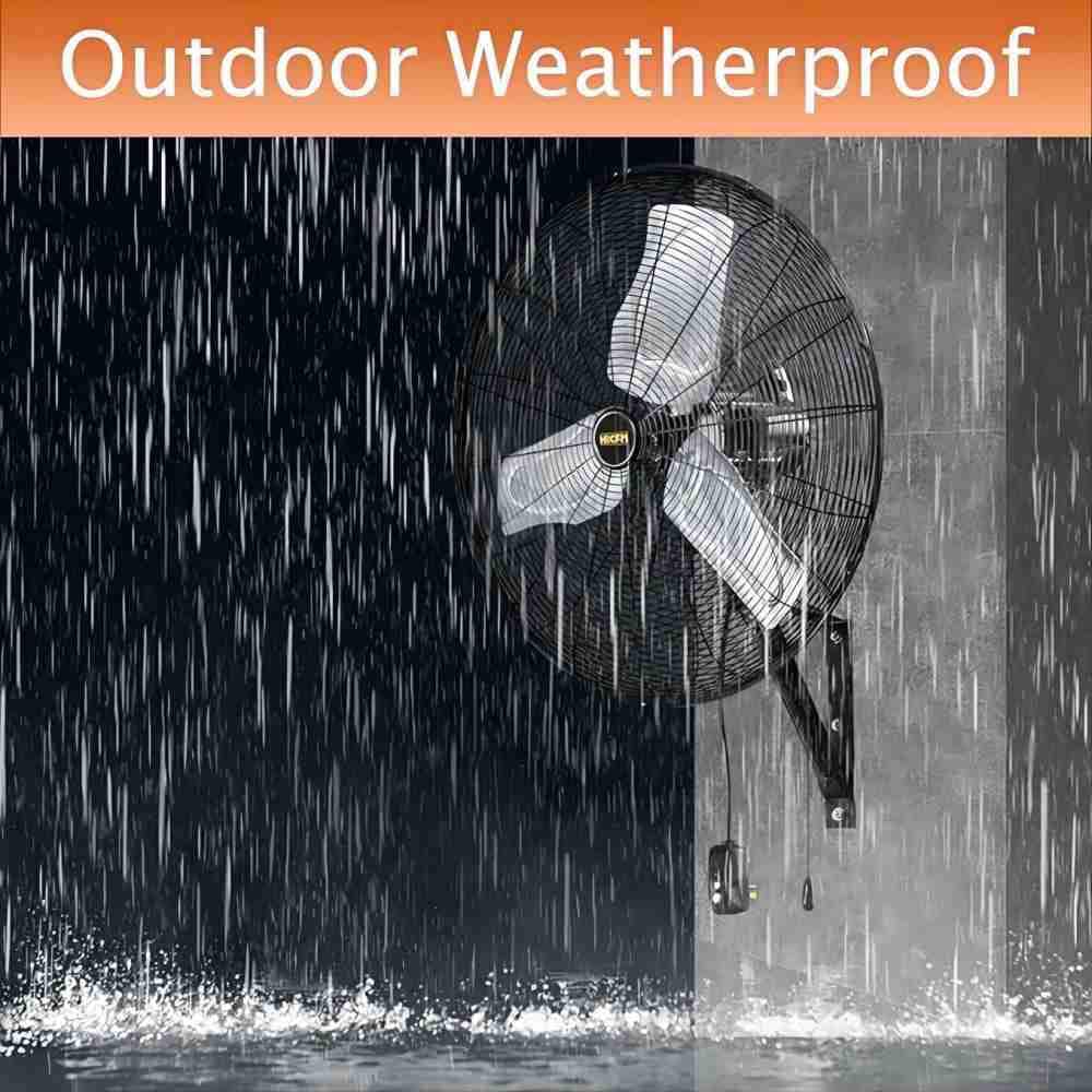 Deeshe 24 in. Safety Yellow Outdoor Oscillating Weatherproof Wall Mounted Fan 9 ft. Cord  GFCI Plug, 8900 CFM Duty Fan (2)