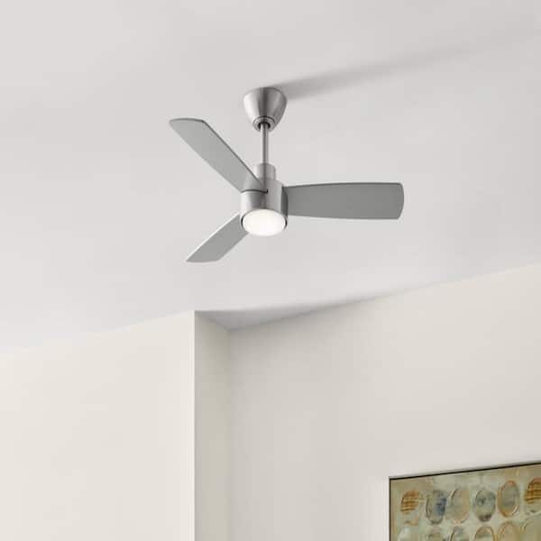 Hampton Bay Dorsey 36 in. (3 ft. ) Indoor/Covered Outdoor Brushed Nickel Ceiling Fan with Remote Control and LED Light Kit