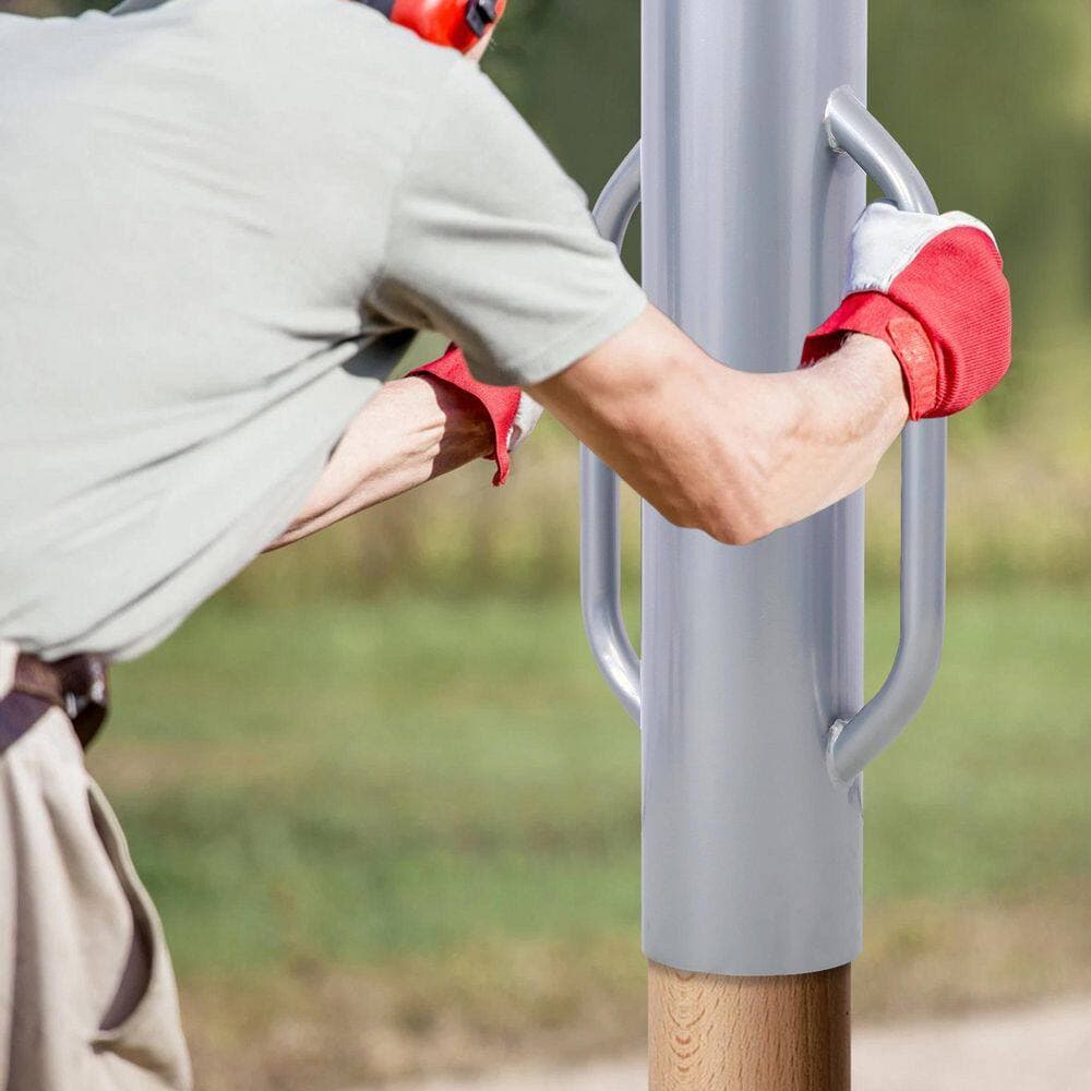 Tatayosi 6.5 in. x 13 in. x 28 in. Steel Fence Post Driver T Post Pounder Rammer with Handle for Installing Fence Post, Grey (3)