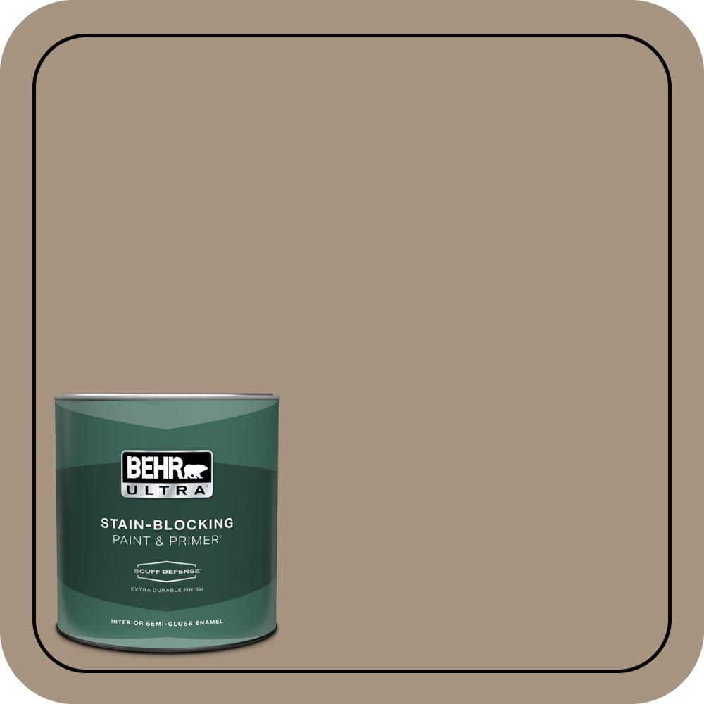 BEHR ULTRA 1 qt. #PPU7-05 Pure Earth Extra Durable Semi-Gloss Enamel Interior Paint & Primer