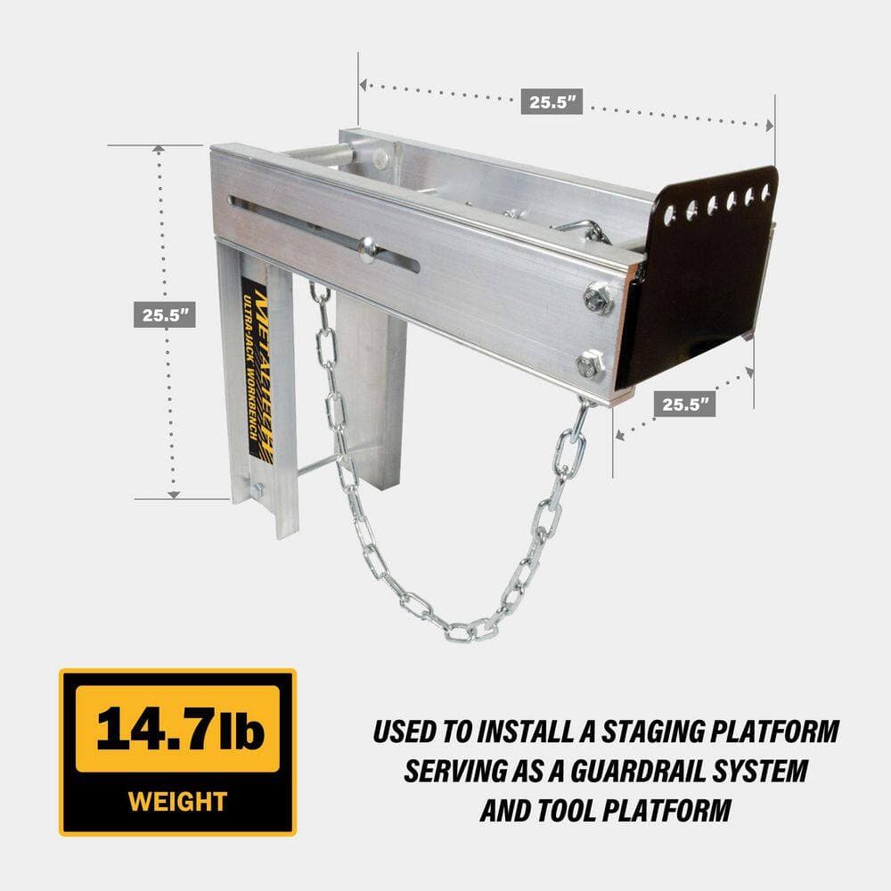MetalTech Ultra-Jack 17-1/2 in. W x 7-3/4 in. D x 20-3/4 in. H Aluminum Work Bench for the Ultra-Jack Aluminum Scaffolding System (3)
