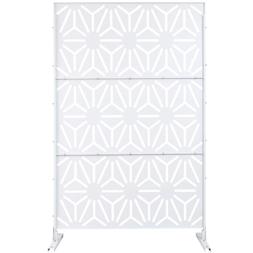 Boosicavelly 6.5 ft. x 4 ft. Privacy Fence Screen White Steel for Garden Fence (1)