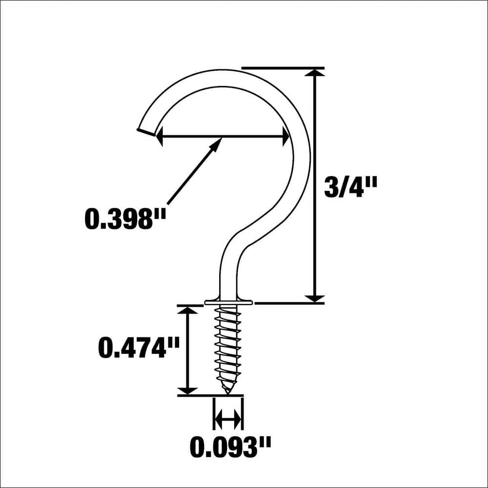 Everbilt Cup Hook 3/4 in. x 1-1/8 in. BP (3)