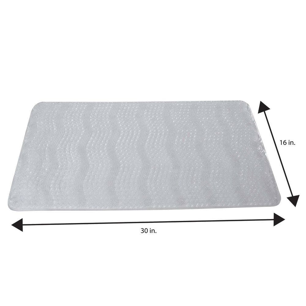 Bath Bliss 27.9 in. x 15.7 in. Non-Slip Textured Grass PVC Bath Mat in Clear (3)