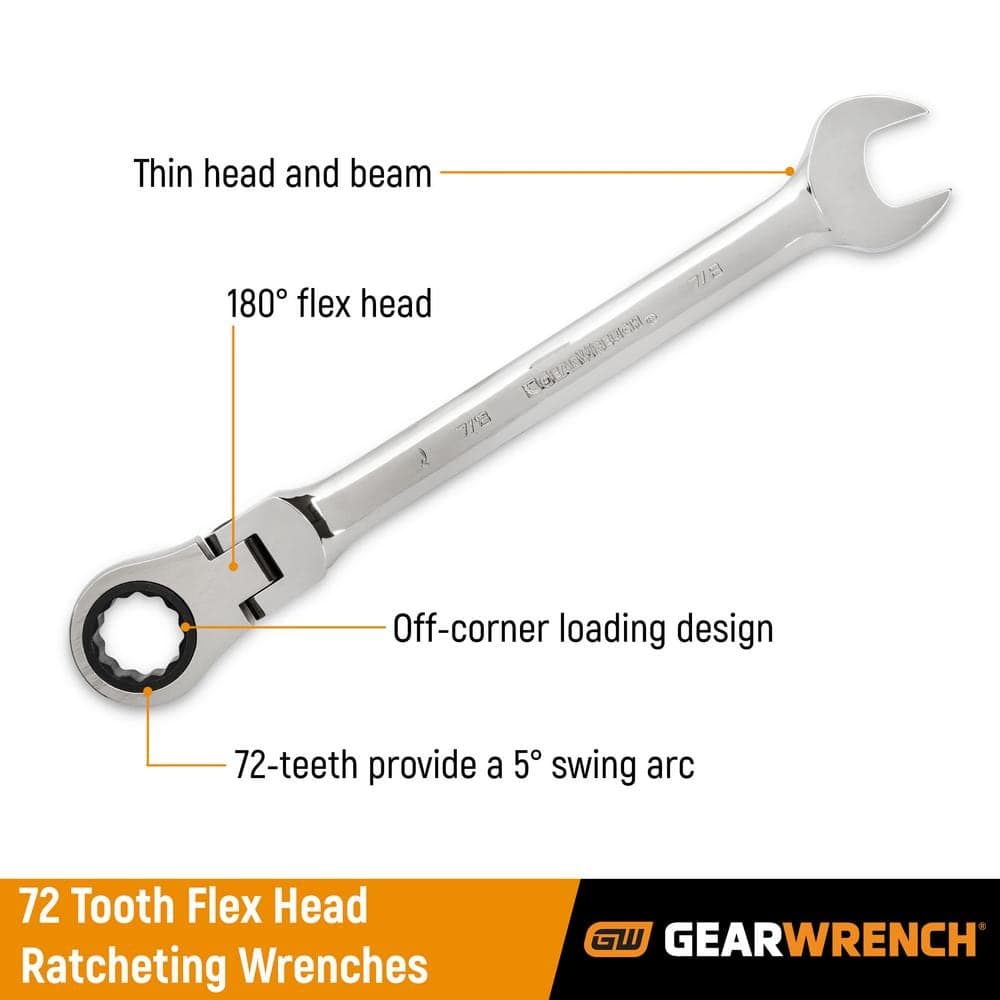 GEARWRENCH 12-Point 72-Tooth SAE Flex-Head Ratcheting Combination Wrench Set (13-Piece) (2)