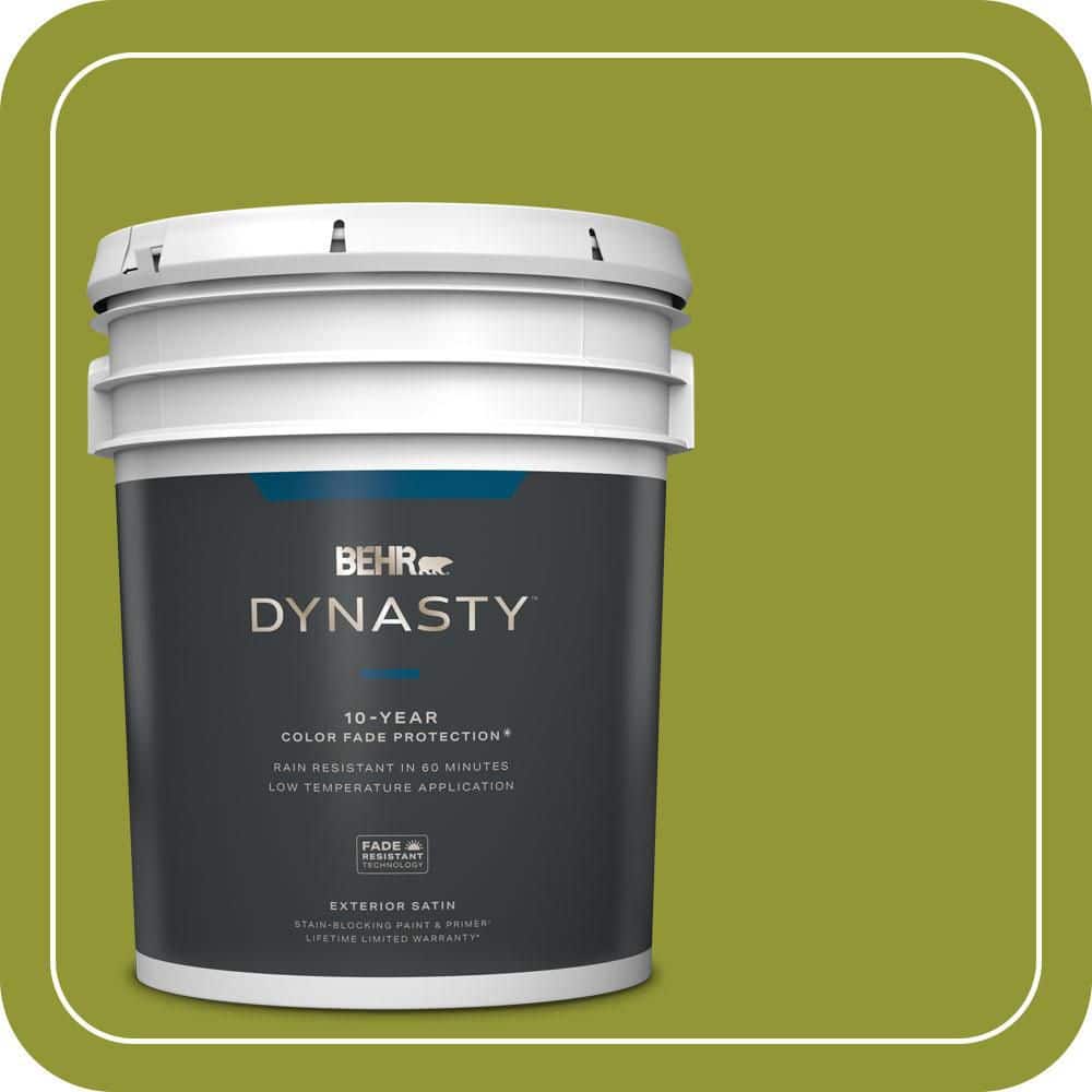 BEHR DYNASTY 5 gal. #S-H-410 Appletini Satin Enamel Exterior Stain-Blocking Paint & Primer