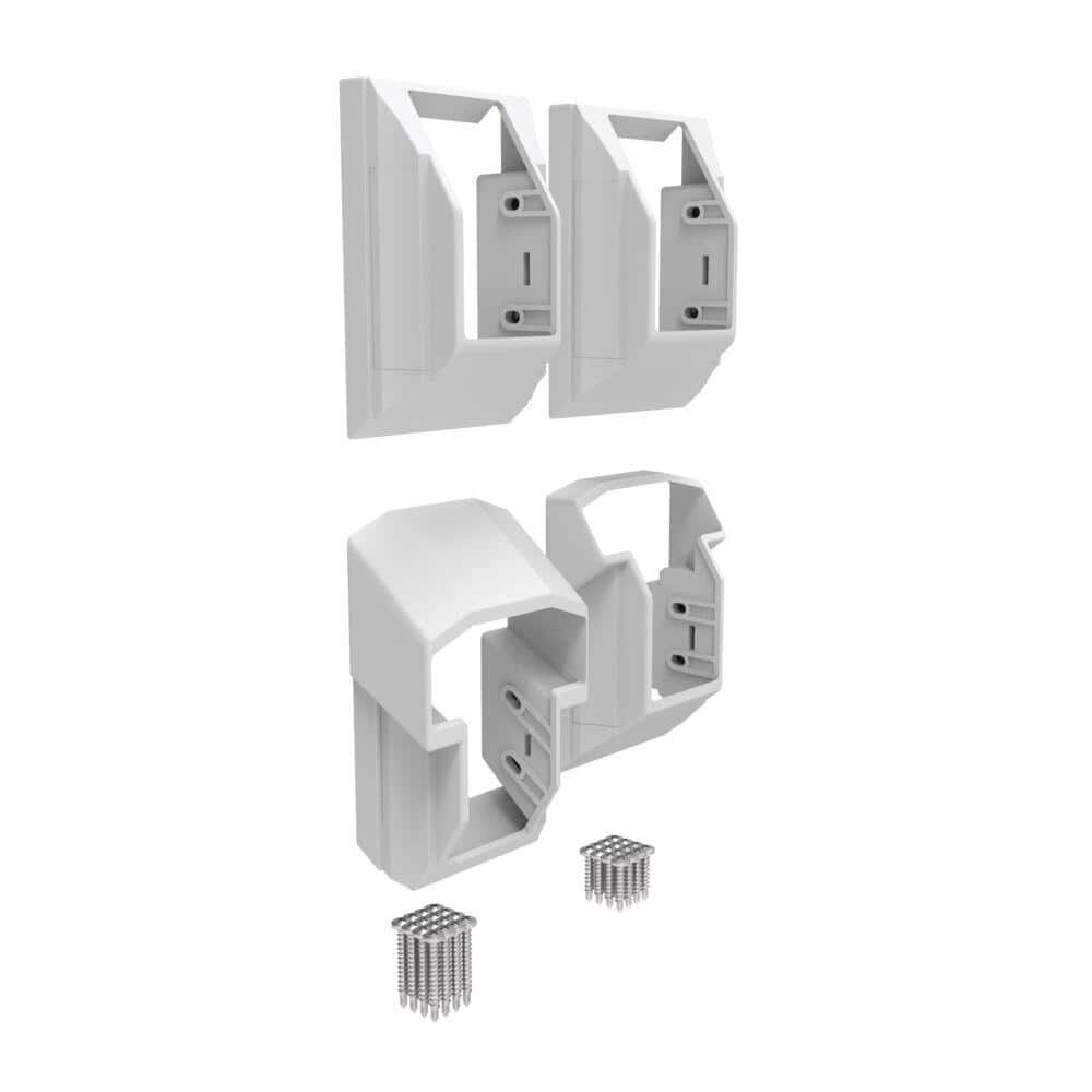 RDI T-Top Vinyl Stair Bracket Set in White (2 Top and 2 Bottom Brackets)
