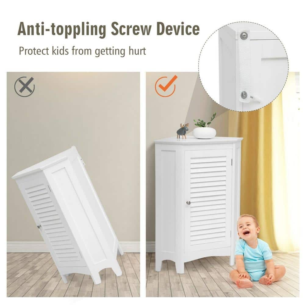 Bunpeony Corner Storage Bathroom Cabinet, Triangular Shape, Single Shutter Door, 5-Position Adjustable Shelf, 40 lb. Capacity (2)