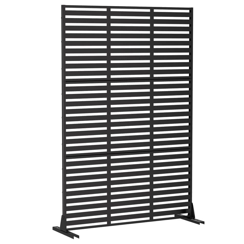 Dovelina 72 in. Adams Metal Outdoor Garden Fence Privacy Screen Garden Screen Panels in Black (1)