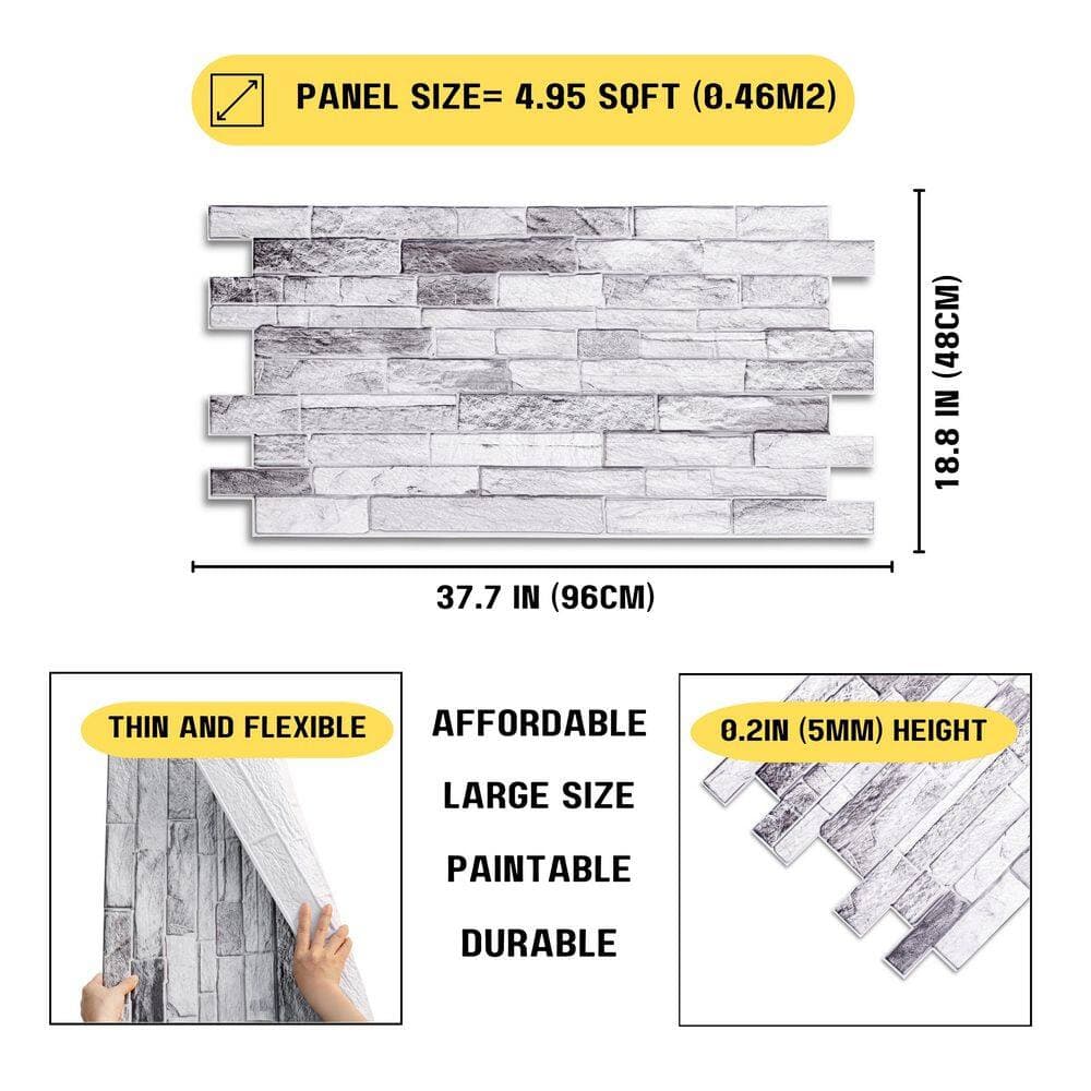 FINECRAFT DECOR 3 ft. x 1 1/2 ft. x 3/16 in Graphite Ridge Slate Gray Faux Decorative 3D Wall Panel for Interior (10-Pc) (2)