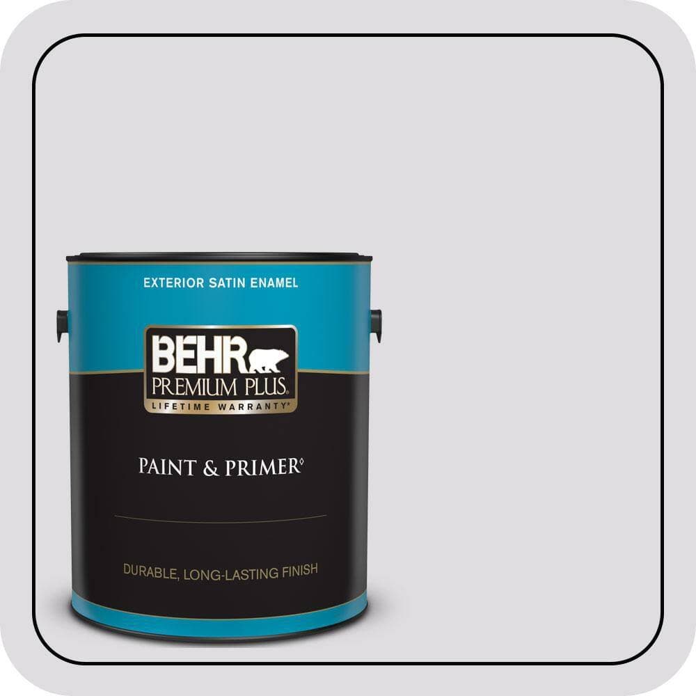 BEHR PREMIUM PLUS 1 gal. #N100-1 Enigma Satin Enamel Exterior Paint & Primer