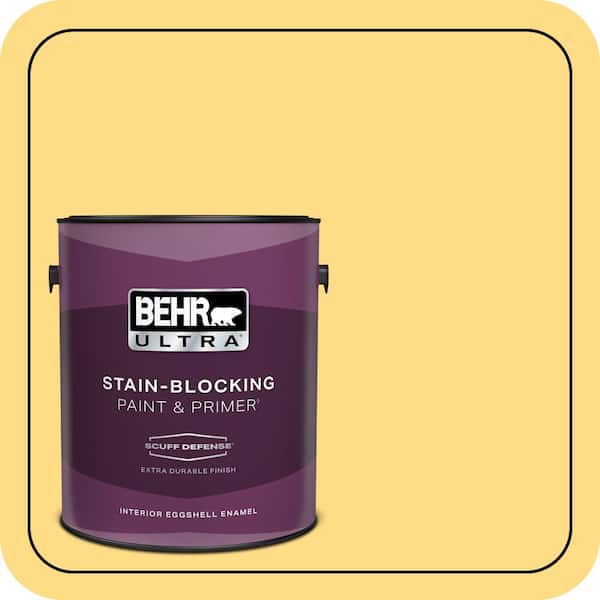 BEHR PREMIUM PLUS 1 gal. #340B-5 Yellow Brick Road Semi-Gloss Enamel Low Odor Interior Paint & Primer (3)