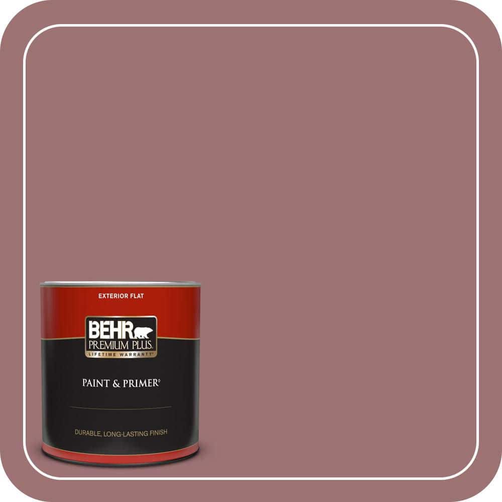 BEHR PREMIUM PLUS 1 qt. #QE-05 Regal Rose Flat Exterior Paint & Primer