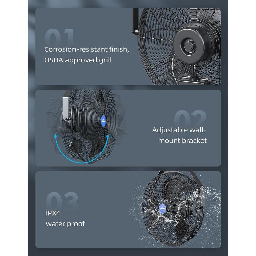 iLIVING 3 Speed Wall Mount Outdoor Waterproof Fan (2)