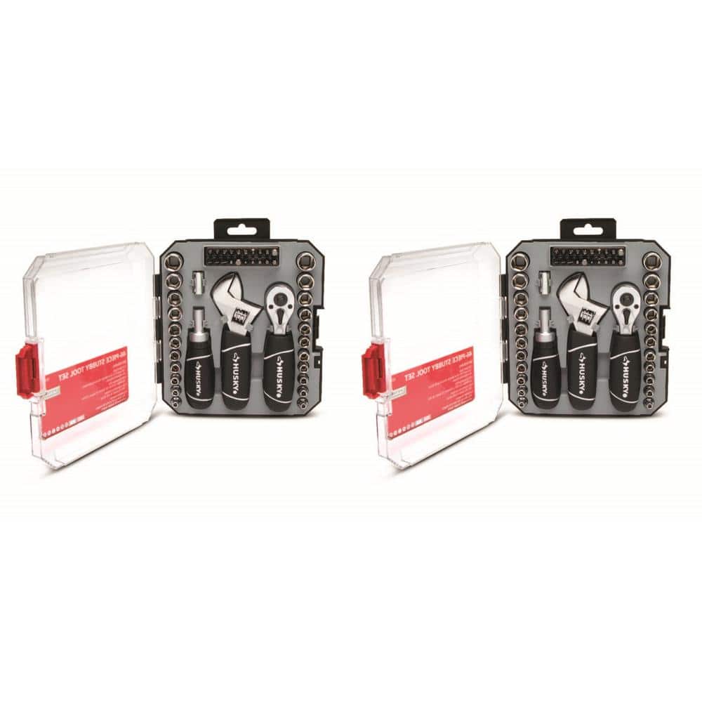 Husky 1/4 in. and 3/8 in. Stubby Ratchet and Socket Set (92-Piece)