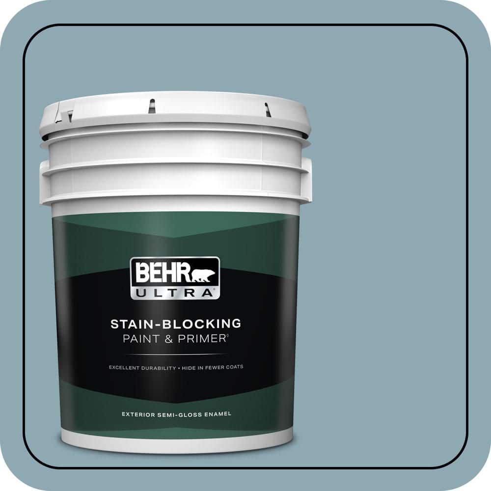 BEHR ULTRA 5 gal. #530F-4 Newport Blue Semi-Gloss Enamel Exterior Paint & Primer