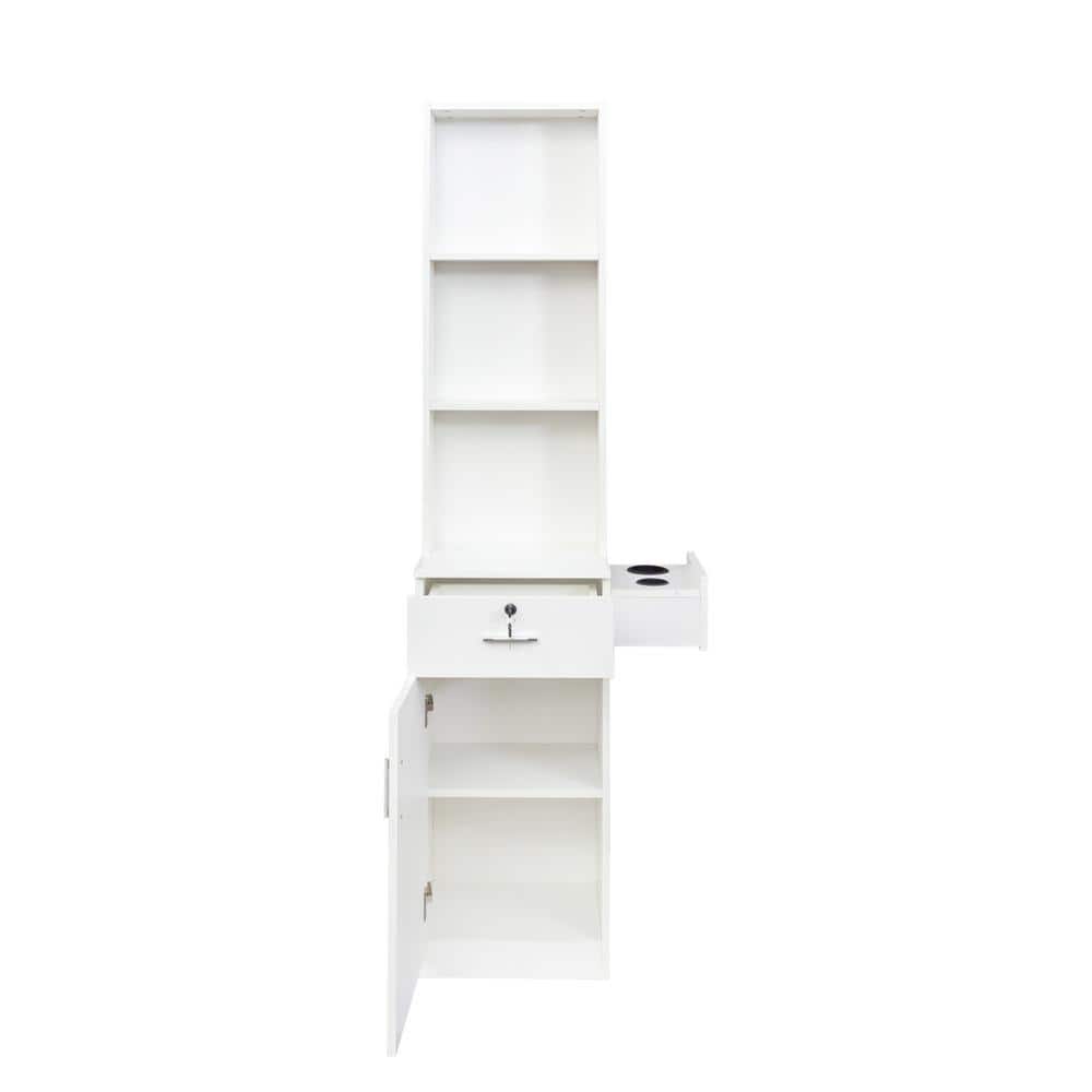 Cesicia 15.67 in. W x 12.28 in. D x 70.87 in. H White MDF Freestanding Linen Cabinet with Multi-layer Storage (1)