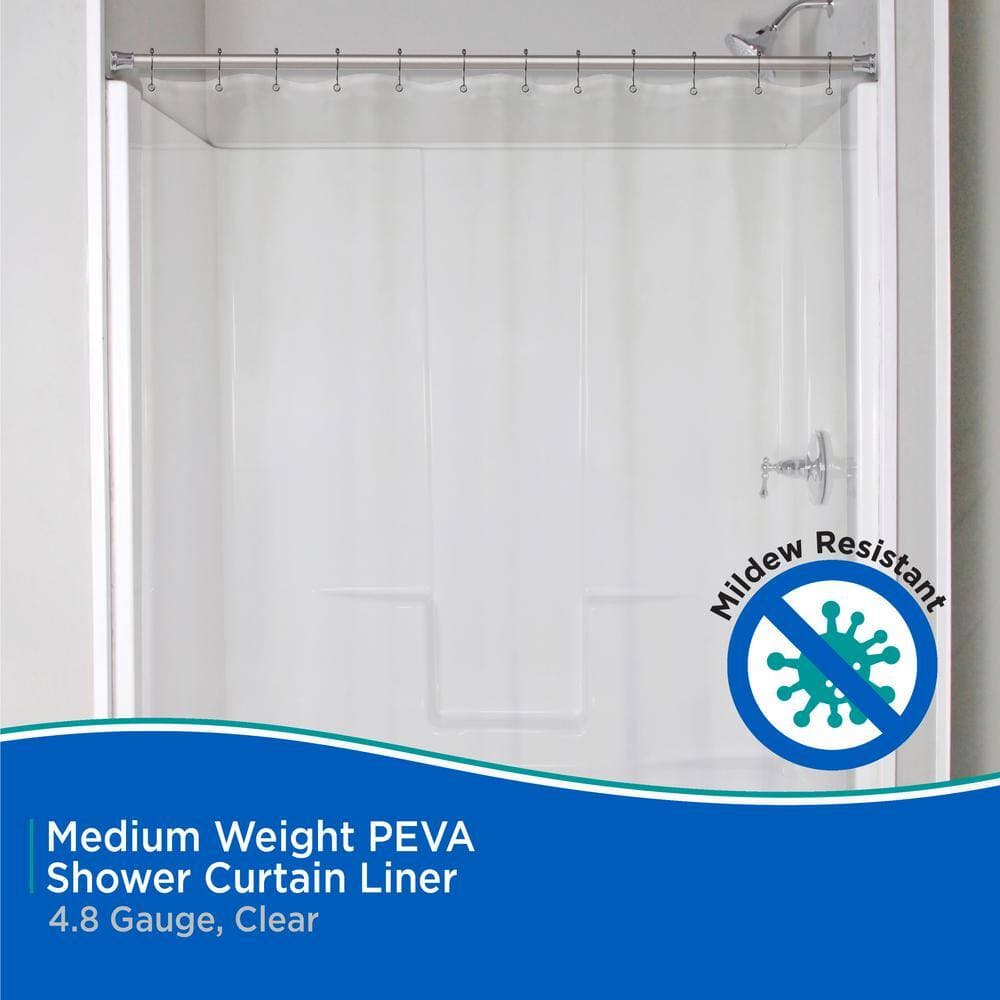 Kenney 70 in. W x 72 in. H Medium Weight PEVA Shower Curtain Liner in Clear (3)