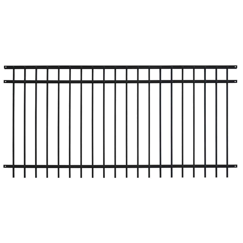 US Door and Fence Pro Series 4.84 ft. H x 7.67 ft. W Black Steel Adjustable Fence Panel