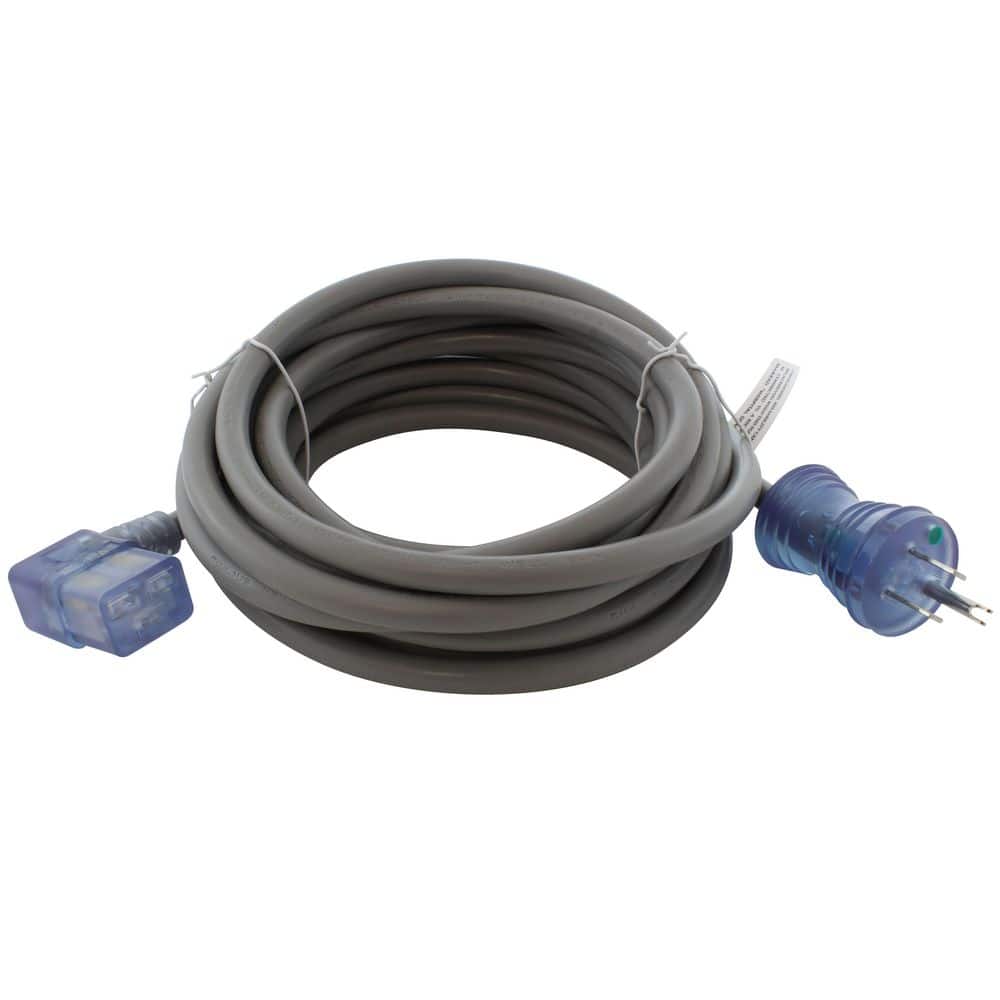 AC WORKS 20 ft. 14 / 3 15A Indoor Medical Grade Power Cord with Right Angle IEC C19 in Gray (1)