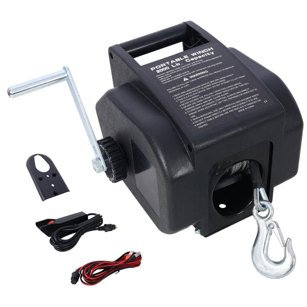 Amucolo 12v Trailer Winch, Reversible Electric Winch, for Boats up to 5000 lbs. Galvanized Wire Rope, Handheld Remote (1)