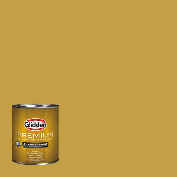Glidden Premium 1 qt. PPG1107-7 Golden Field Satin Exterior Latex Paint (2)