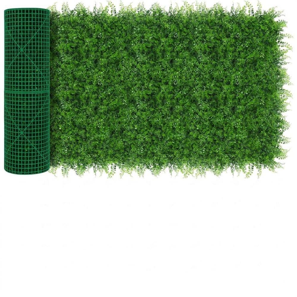 Misopily 40"x120"(33.33 SQFT) Green PE Artificial Grass Roll for Fence Privacy, Realistic 3D Leaf Design, Indoor Outdoor (1)