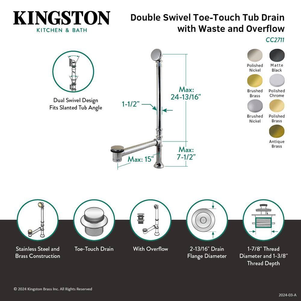 Kingston Brass Vintage 23-Gauge Toe Touch Tub Waste and Overflow in Polished Brass (2)