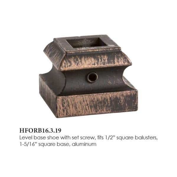 HOUSE OF FORGINGS Square Hole 1.3125 in. Aluminum Level Baluster Shoe in Oil Rubbed Bronze (2)