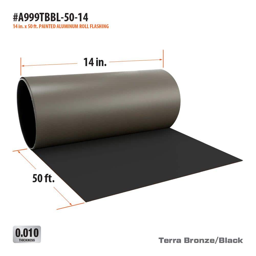 Gibraltar Building Products 14 in. x 50 ft. Terra Bronze/Black Aluminum Roll Valley Flashing (3)