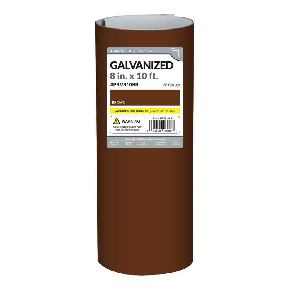 Gibraltar Building Products 8 in. x 10 ft. Brown/White Galvanized Steel Roll Valley Flashing (4)