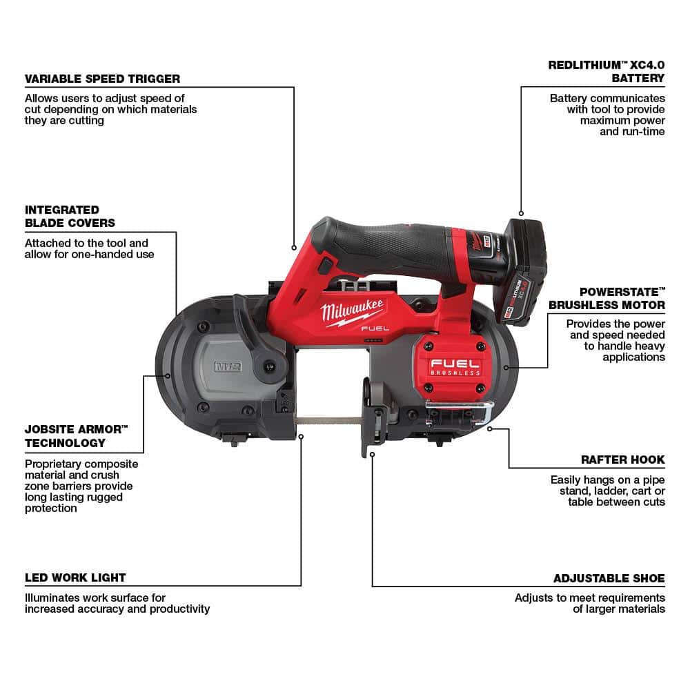 Milwaukee M12 FUEL 12V Lithium-Ion Cordless Compact Band Saw XC Kit with (4) Band Saw Blades (3)